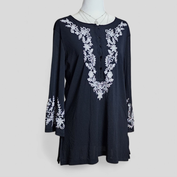Susan Graver | Women's Embroidered Top - Picture 1 of 11